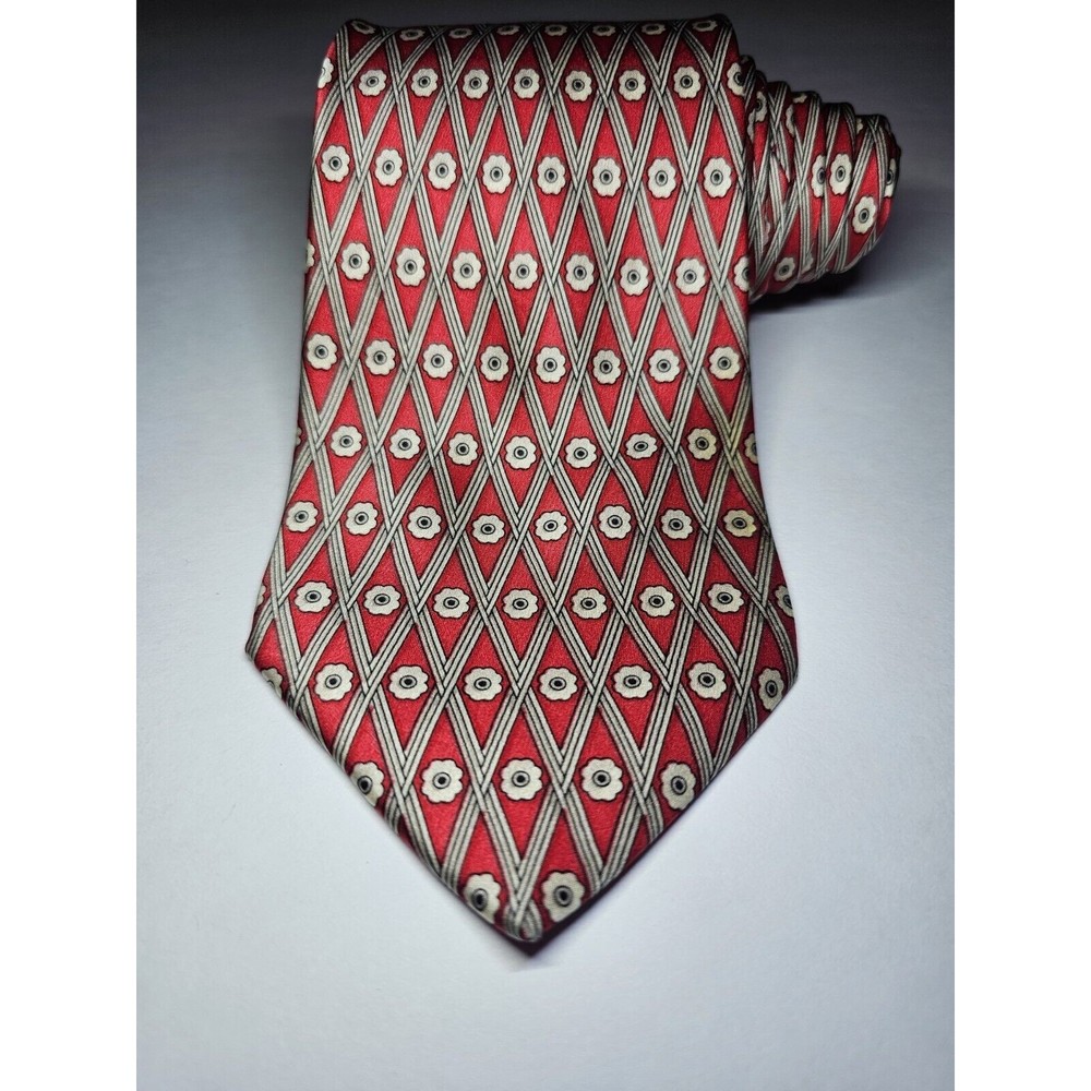 BURBERRY Mens Silk Tie Red Made in France Classic Designer Necktie